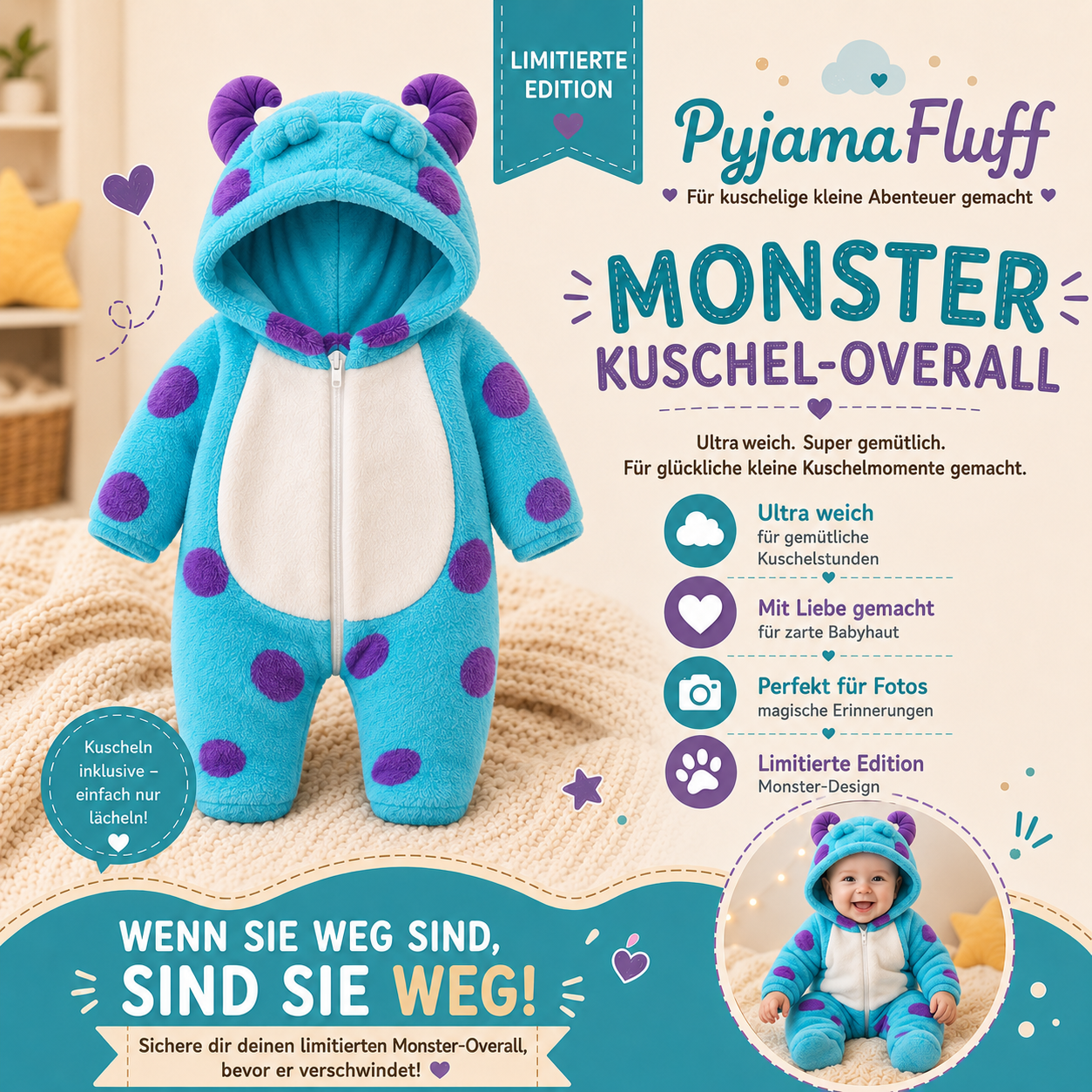 Flauschiger Monster-Overall