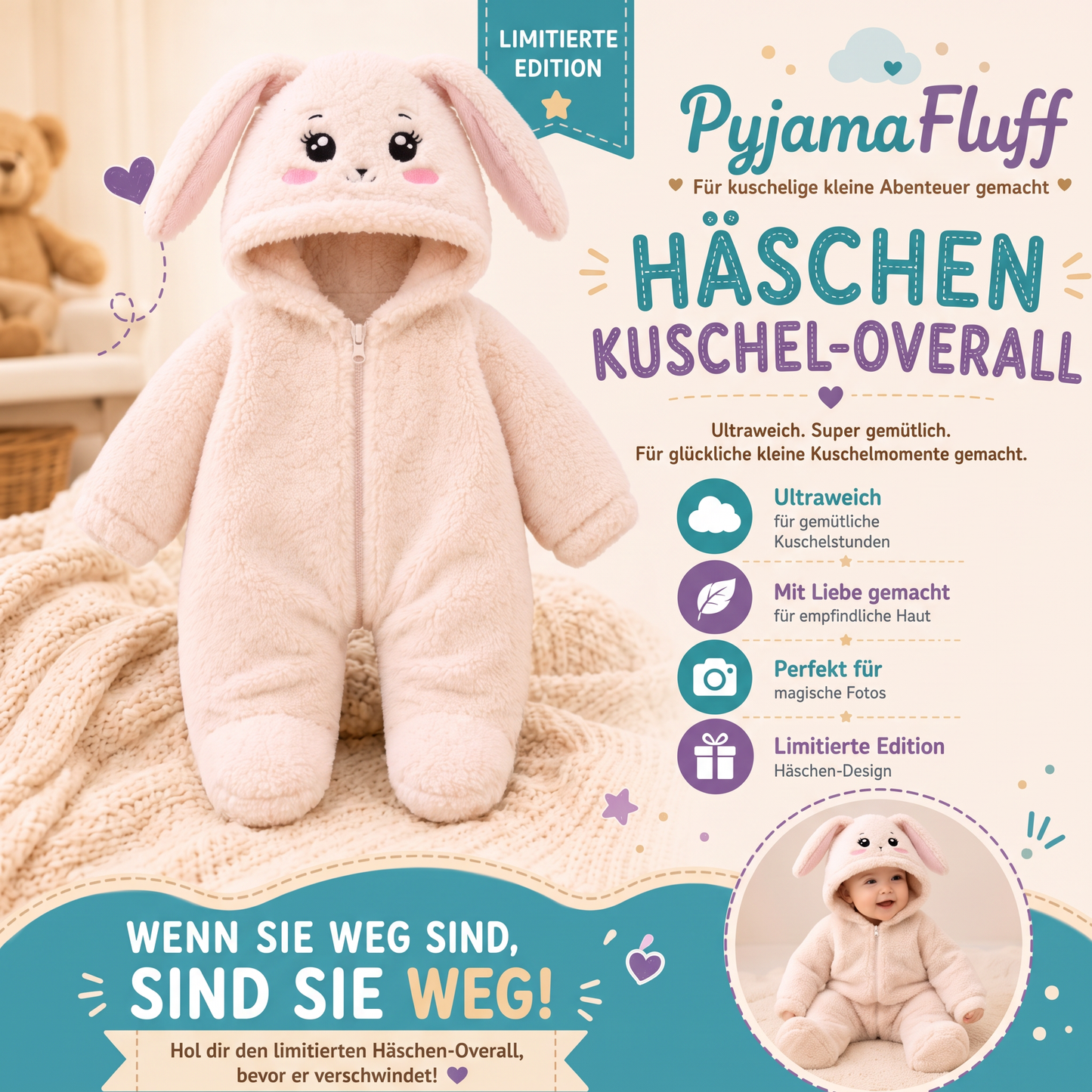Flauschiger Monster-Overall